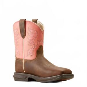 NEW ARIAT women's anthem shortie mila western boots in pink brown leather